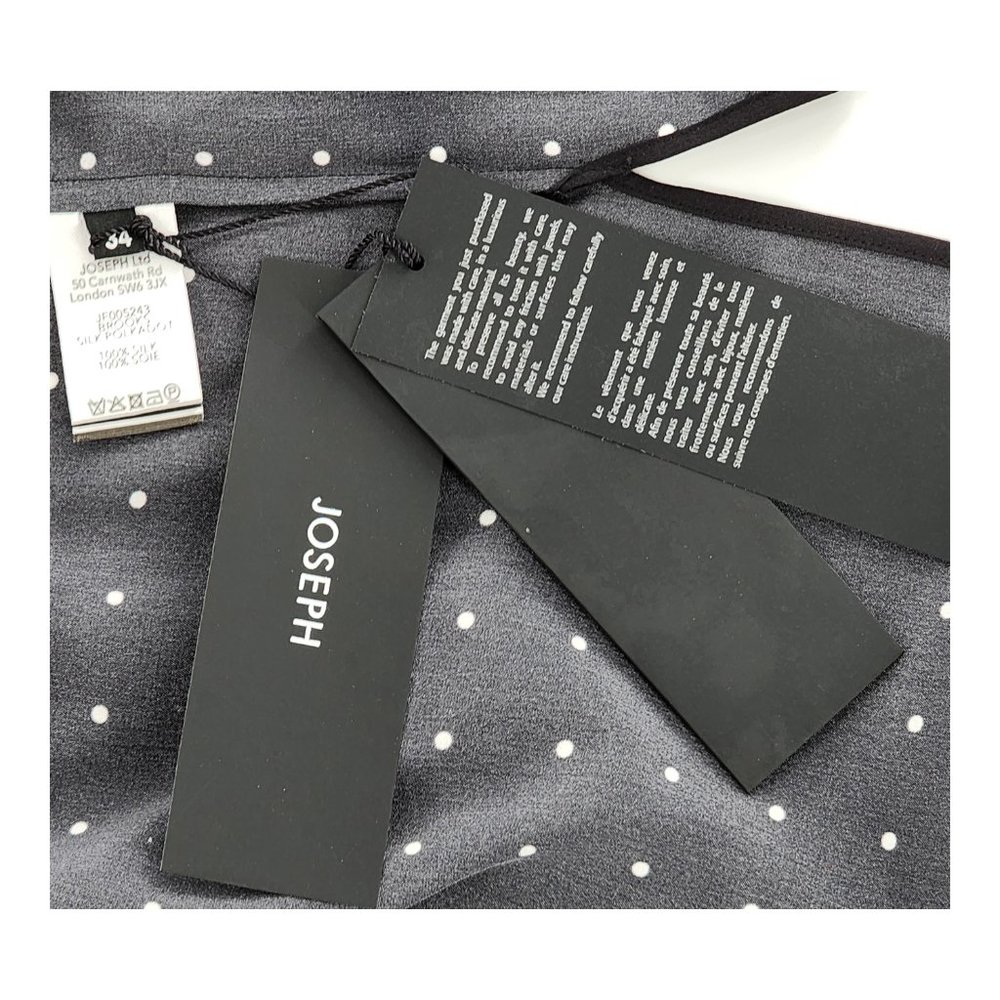 JOSEPH NWT Brooks Silk Black / Ivory Polka Dot Shirt - Picture 13 of 13